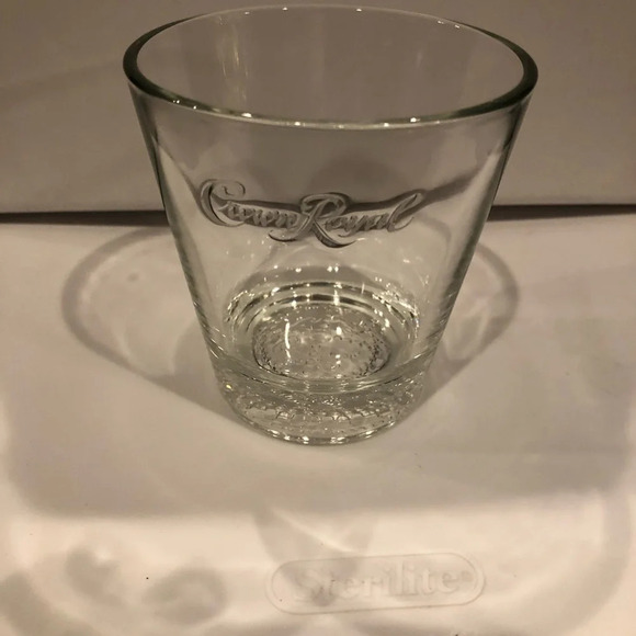 Crown Royal Whiskey Embossed Logo Round Rocks Lowball Drinking Glass - Picture 4 of 5